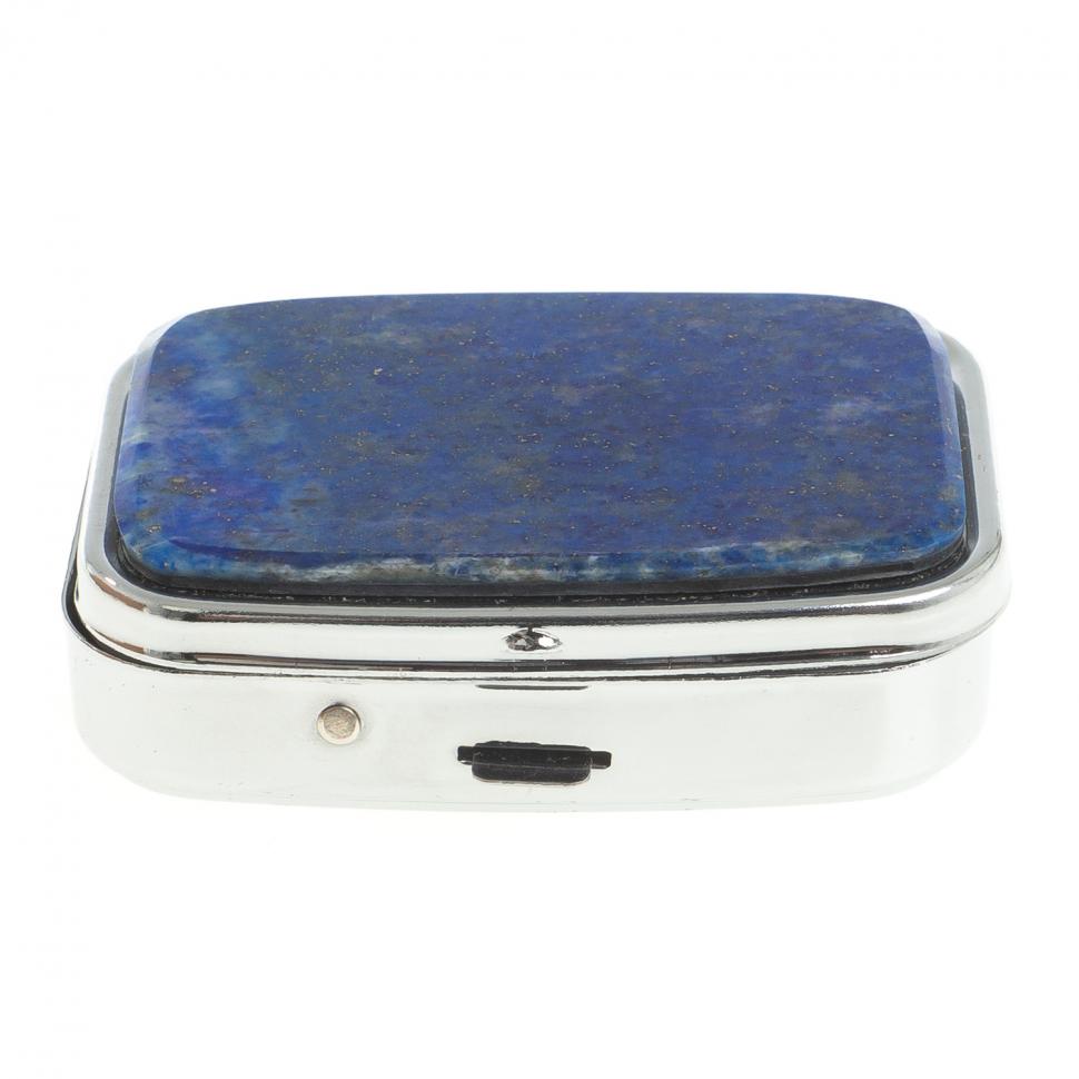Таблетница на 2 отделения камень лазурит цвет серебро фото 1 — 