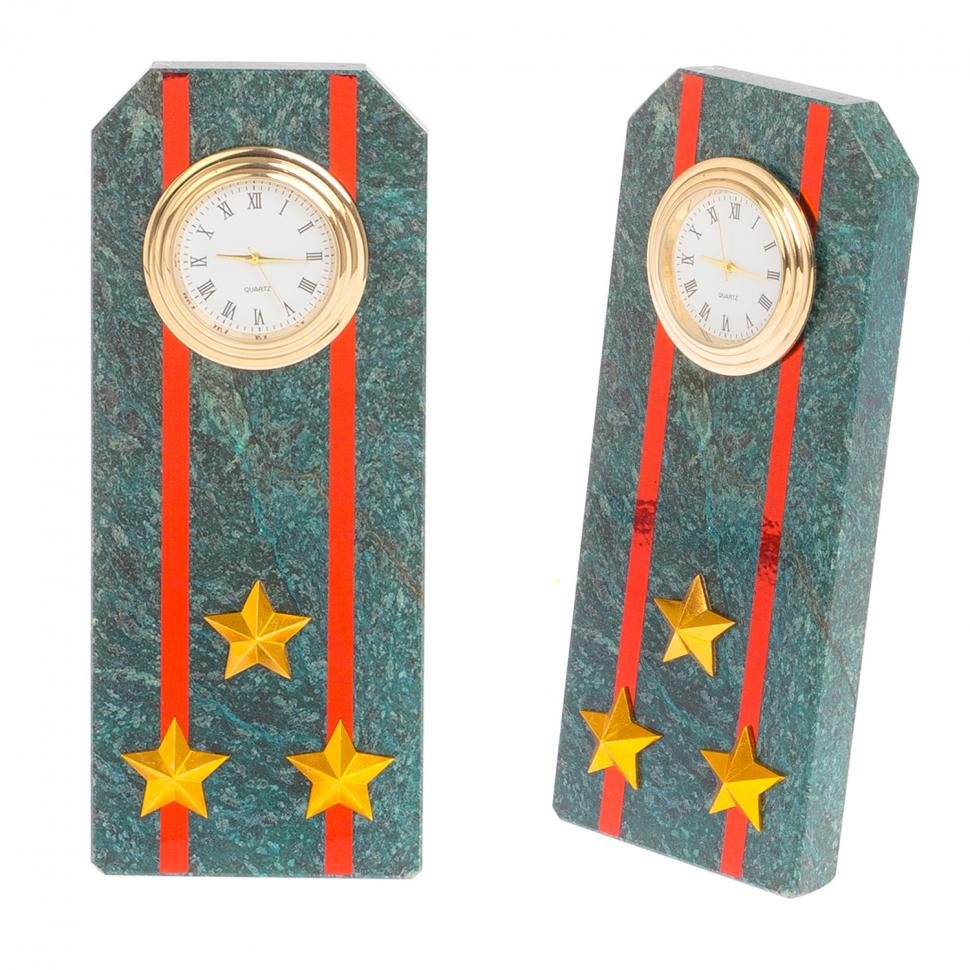 Подарочные часы "Погон Полковник ВС" камень змеевик фото 1 — 