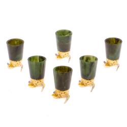 Стопки перевертыши &quot;Осетры&quot; 6 шт нефрит бронза Златоуст — 