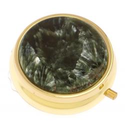 Таблетница на 3 отсека камень серафинит цвет золото — 