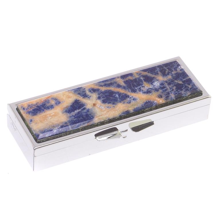 Таблетница на 3 отделения камень содалит цвет серебро фото 1 — 