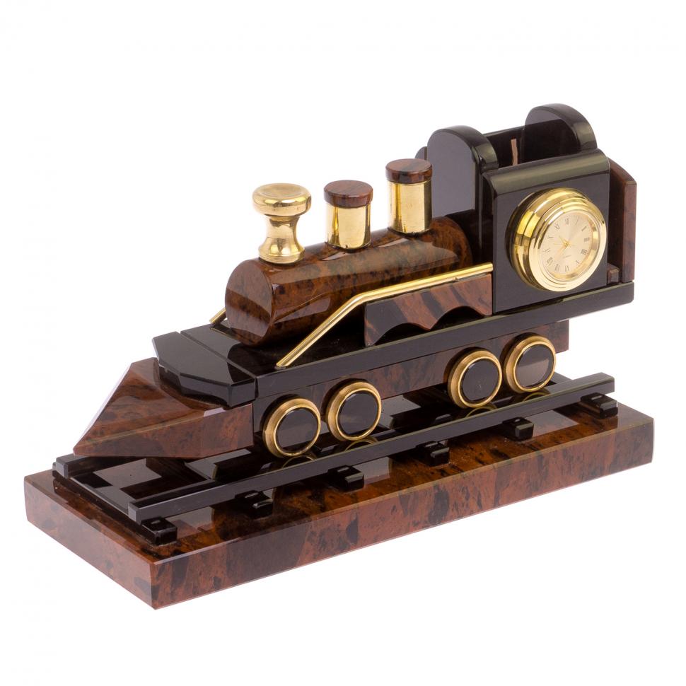 Паровоз из обсидиана 25х10,5х13 см фото 1 — 