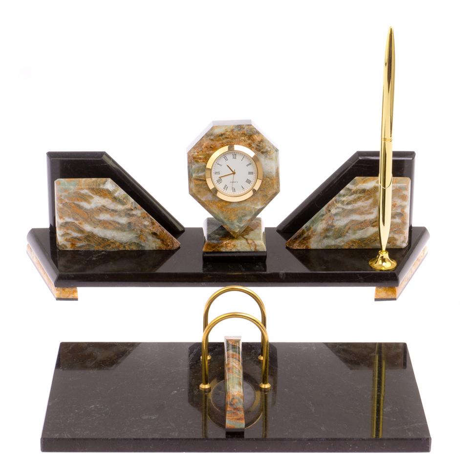 Письменный прибор "Эталон" камень офиокальцит фото 1 — 