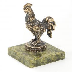 Статуэтка из бронзы на подставке из змеевика &quot;Петух&quot; — 
