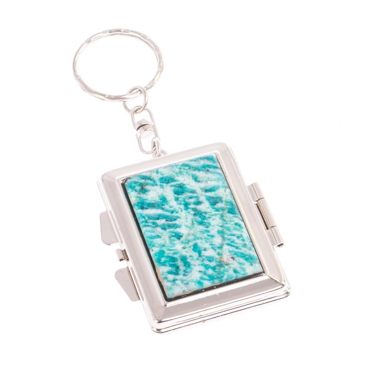Складное зеркало брелок из амазонита прямоугольное фото 1 — 