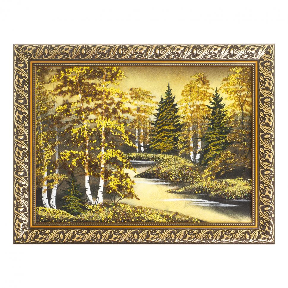 Картина "Осенняя ночь" багет 36х46 см, каменная крошка фото 1 — 