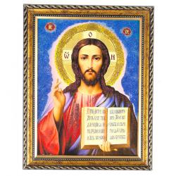 Икона Спаситель рамка багет 18х23 см, каменная крошка — 