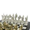 Шахматы "Русь" из мрамора и змеевика на каменных подставках 44х44 см фото 4 — 