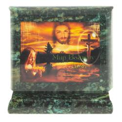 Икона настольная Мир Вашему дому малая змеевик 7,5х6,5х8 см — 