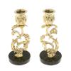 Набор подсвечников 2 шт из бронзы на подставке из змеевика фото 1 — 