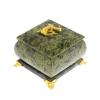 Шкатулка квадратная с ящерицей из змеевика 7,5х7,5х6,5 см фото 1 — 