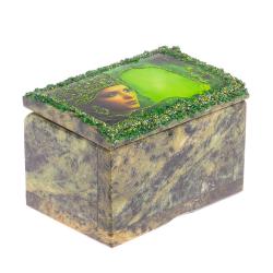 Шкатулка &quot;Сундучок&quot; с Хозяйкой медной горы змеевик 10х6,5х7 см — 