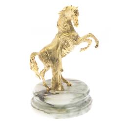 Статуэтка из бронзы &quot;Конь на дыбах&quot; на подставке из мрамора — 