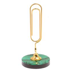 Визитница &quot;Скрепка&quot; на подставке из малахита — 