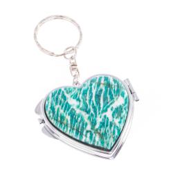 Складное зеркало брелок из амазонита Сердце — 