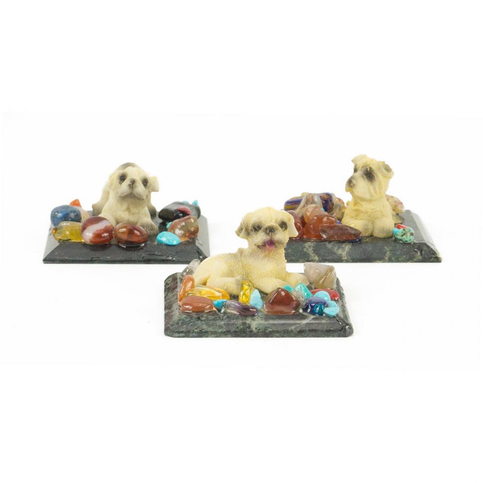 Сувенир "Собачка малая" змеевик самоцветы 5х5х3 см фото 1 — 