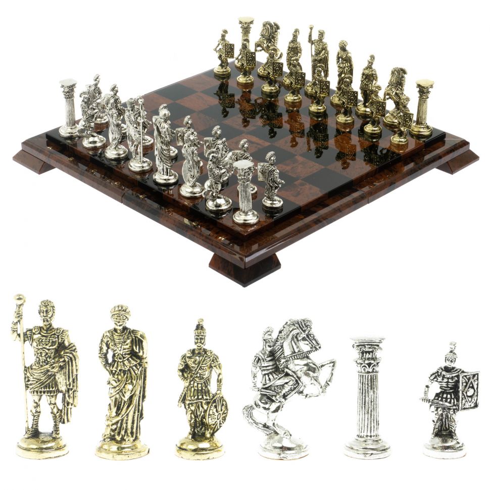 Шахматы "Римские войны" доска 40х40 см из обсидиана фото 1 — 