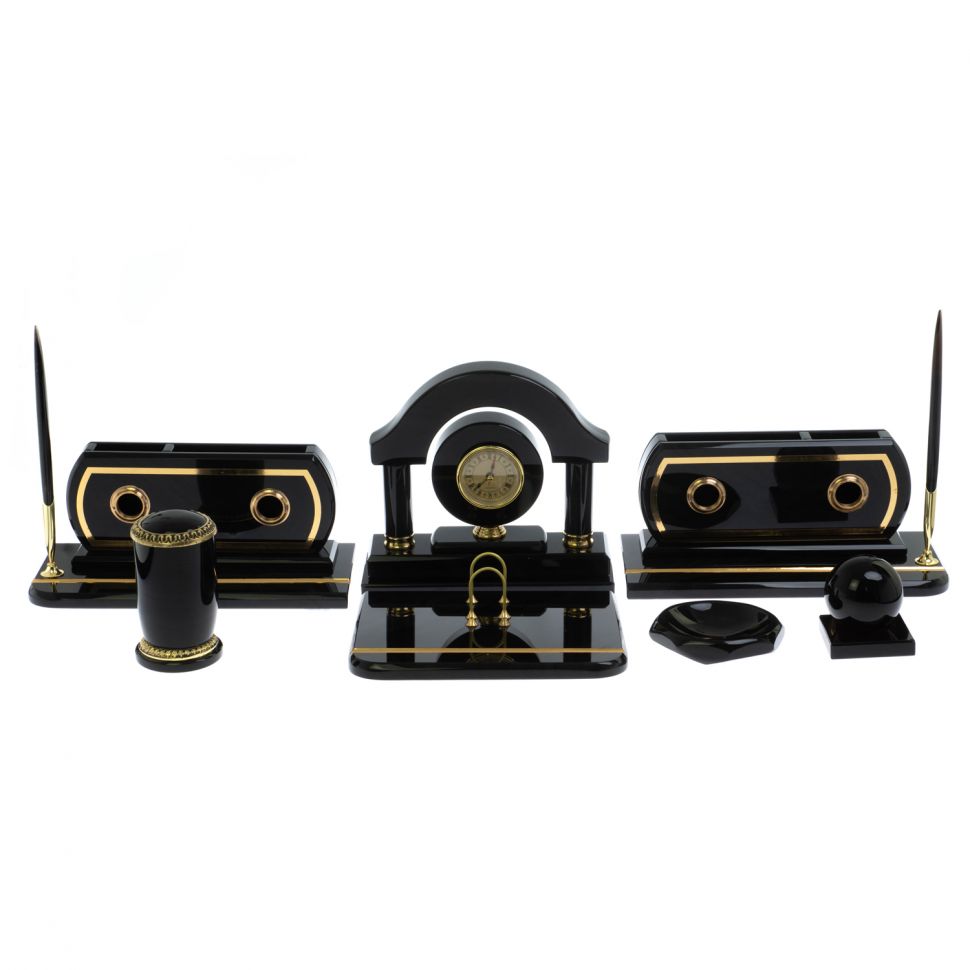 Настольный набор "Арка" из черного обсидина фото 1 — 