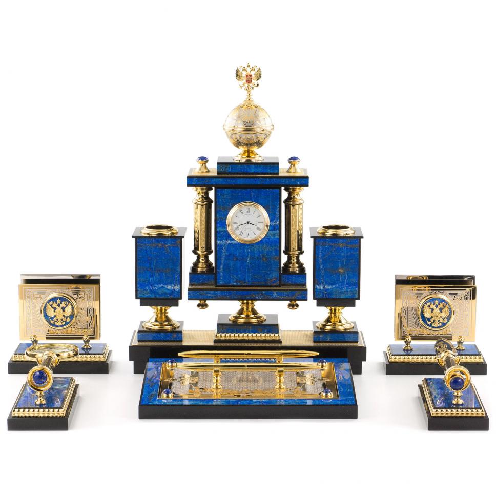 Письменный набор руководителя "Держава" камень лазурит фото 1 — 