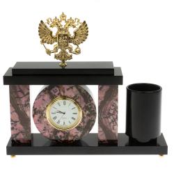 Настольный мини-набор &quot;Герб РФ&quot; из родонита — 