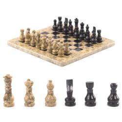 Подарочные шахматы из камня &quot;Дебют&quot; мрамор ракушечник 25х25 см — 