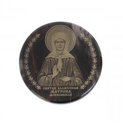 Икона автомобильная &quot;Матрона Московская&quot; обсидиан черный 47 мм — 
