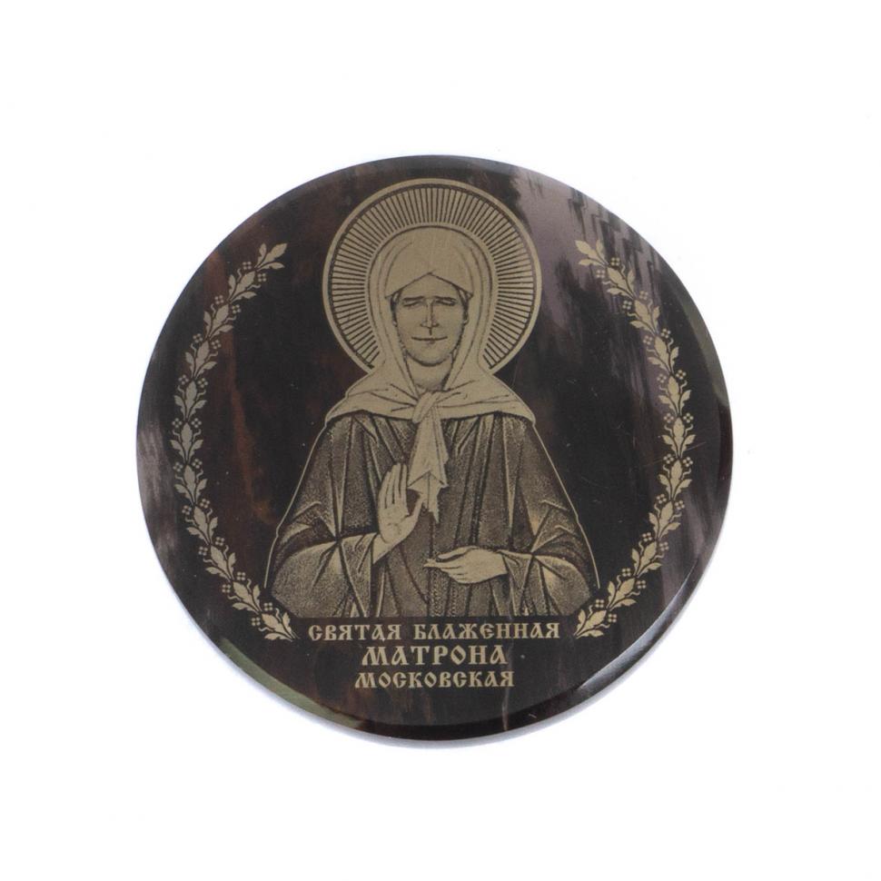Икона автомобильная "Матрона Московская" обсидиан черный 47 мм фото 1 — 
