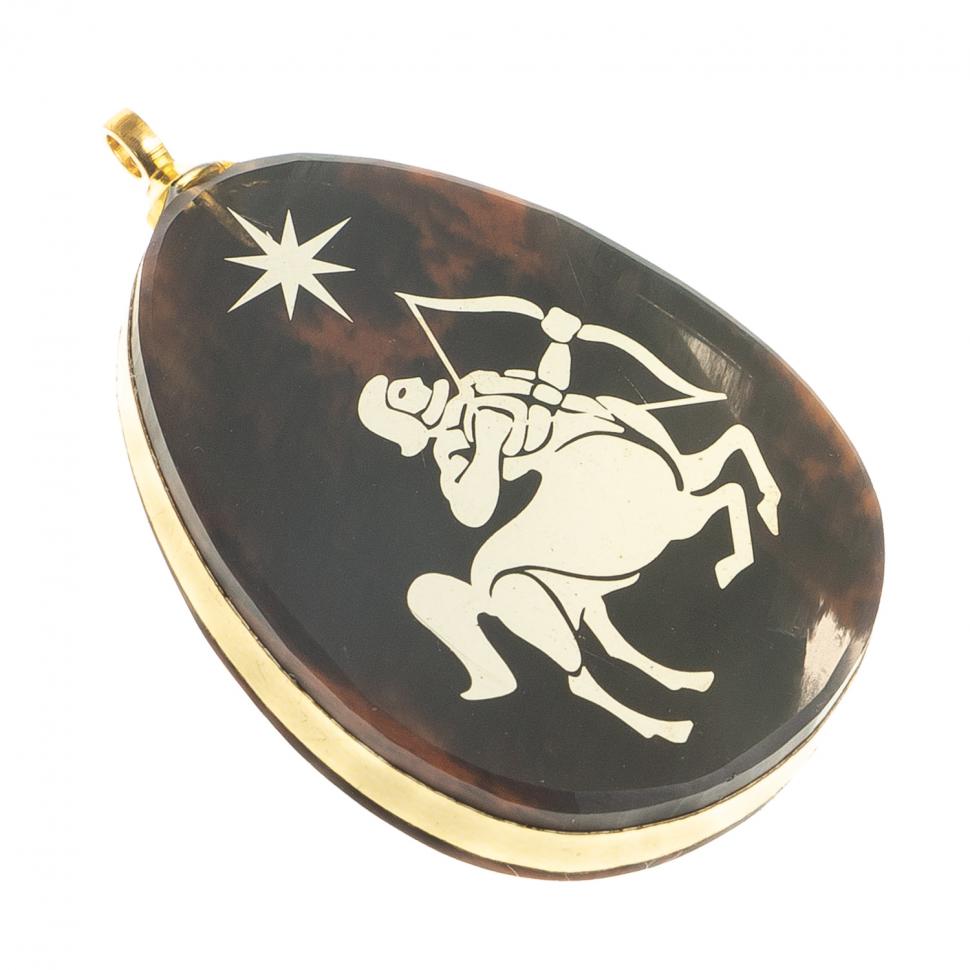 Брелок-кулон знак зодиака "Стрелец" камень обсидиан фото 1 — 