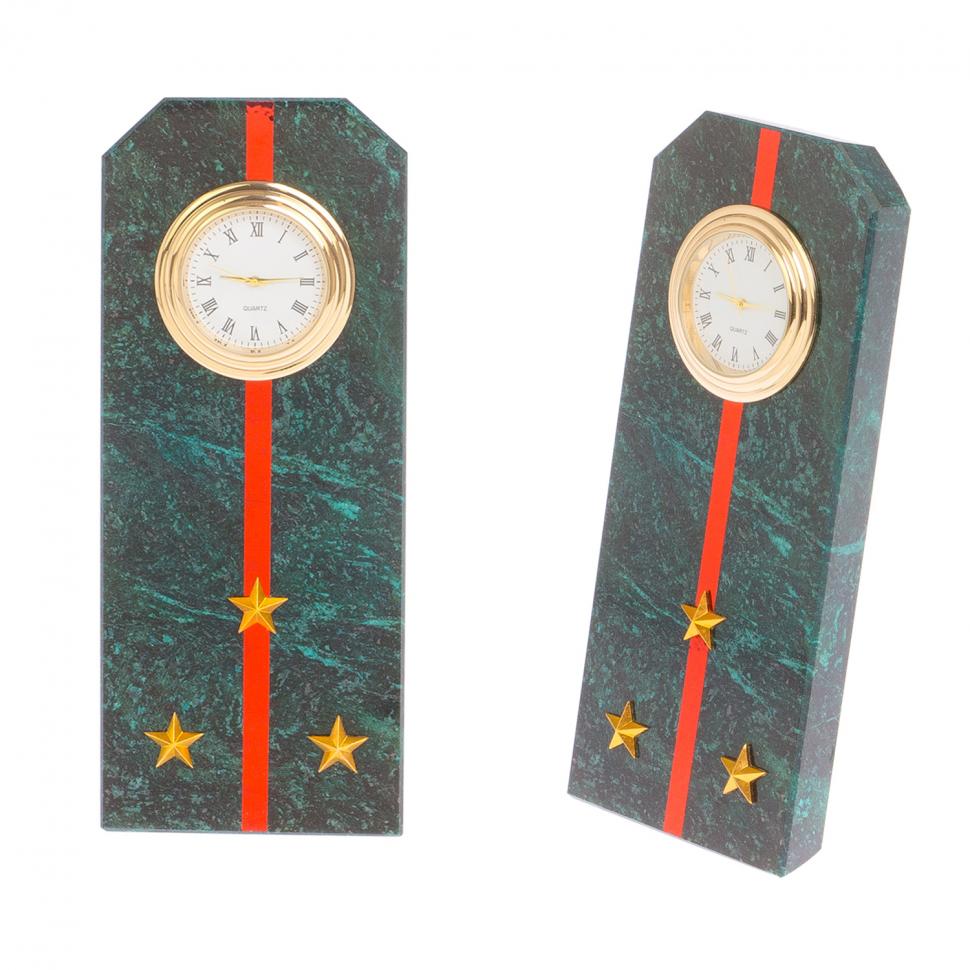 Подарочные часы "Погон старший лейтенант ВС" камень змеевик фото 1 — 