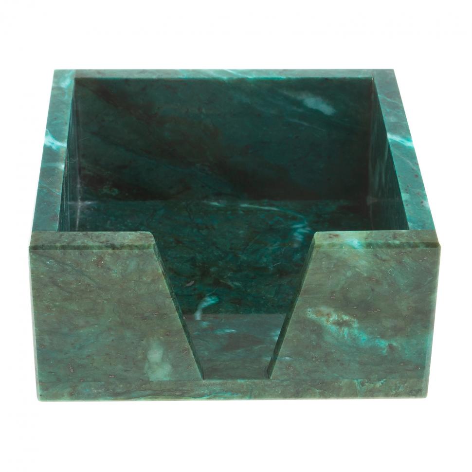 Лоток для бумаг "Кубарик" из темно-зеленого змеевика 11х11х5 см фото 1 — 