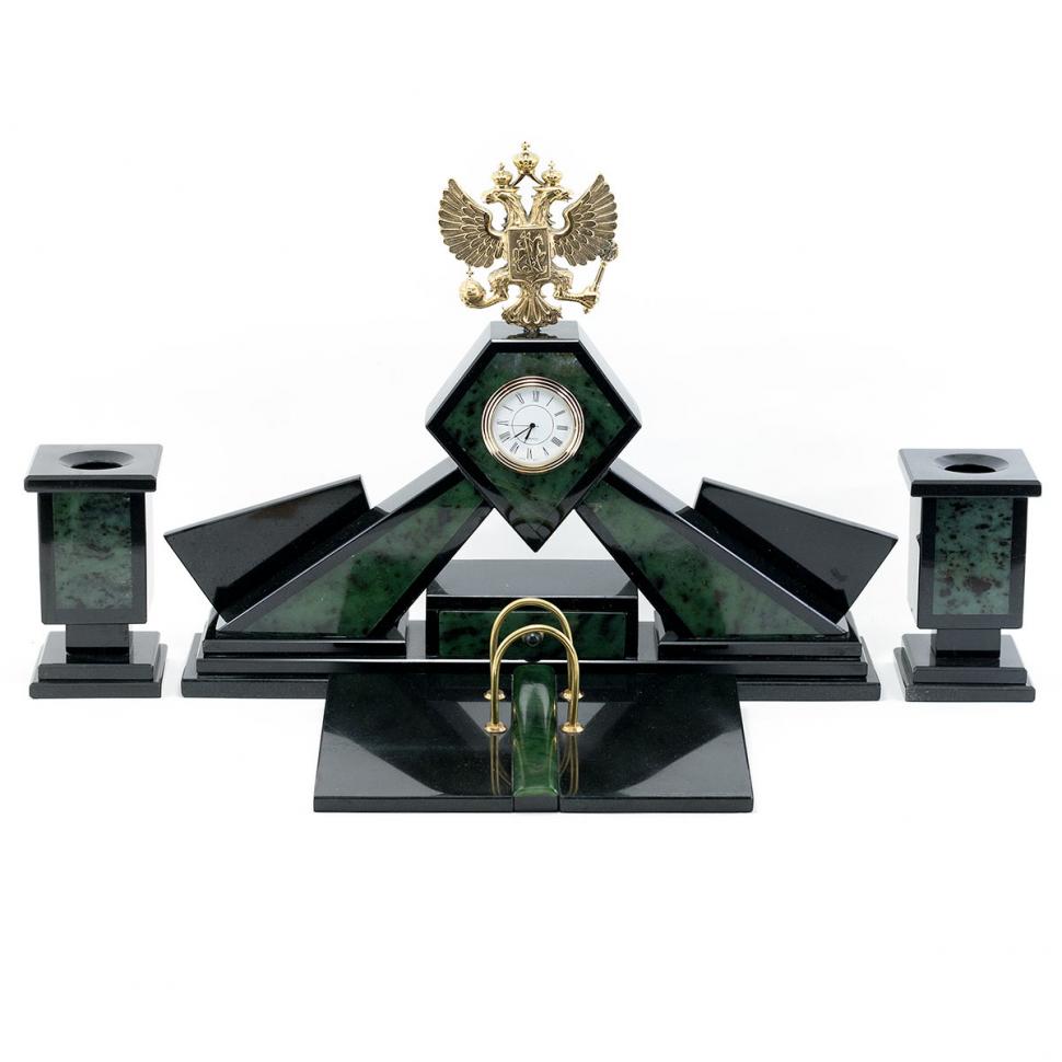 Настольный набор из нефрита "Герб России" фото 1 — 