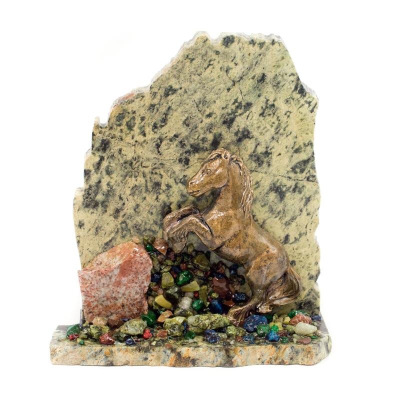 Сувенир "Лошадка" змеевик самоцветы фото 1 — 