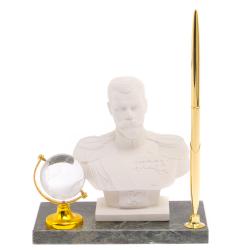 Подставка под ручку &quot;Бюст Николая II&quot; змеевик мраморная крошка — 