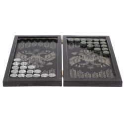 Нарды с гравировкой &quot;Медведь / Герб России&quot; из гранита — 