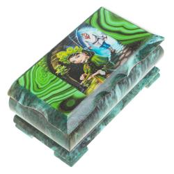 Шкатулка Хозяйка медной горы с иллюстрацией под малахит 18х9х8 см — 