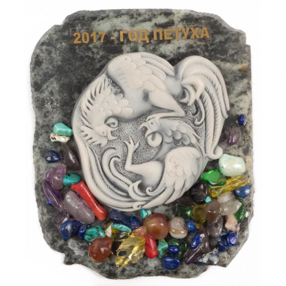 Магнит "Два петуха" змеевик фото 1 — 