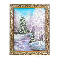 Картина &quot;Зимний пейзаж&quot; багет 36х46 см, каменная крошка — 
