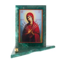Икона с подсвечником Семистрельная средняя из змеевика 12х12х13 см — 