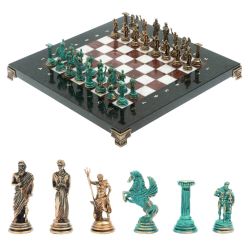 Шахматы &quot;Подвиги Геракла&quot; фигуры бронза / патина 28х28 см из мрамора и лемезита — 
