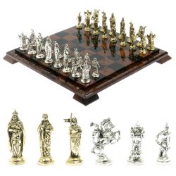 Шахматы &quot;Рыцари крестоносцы&quot; доска 40х40 см из обсидиана — 