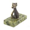 Статуэтка из бронзы на подставке из змеевика "Кошка" фото 1 — 
