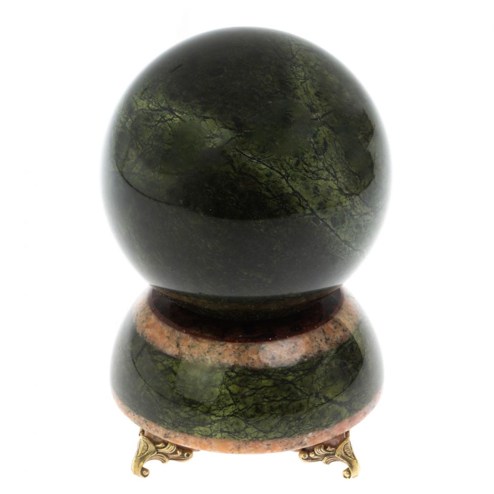 Шар на подставке с ножками 9,5 см из змеевика фото 1 — 