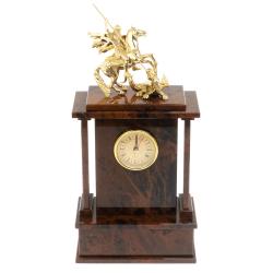 Настольные часы &quot;Георгий Побеносец&quot;из коричневого обсидиана — 