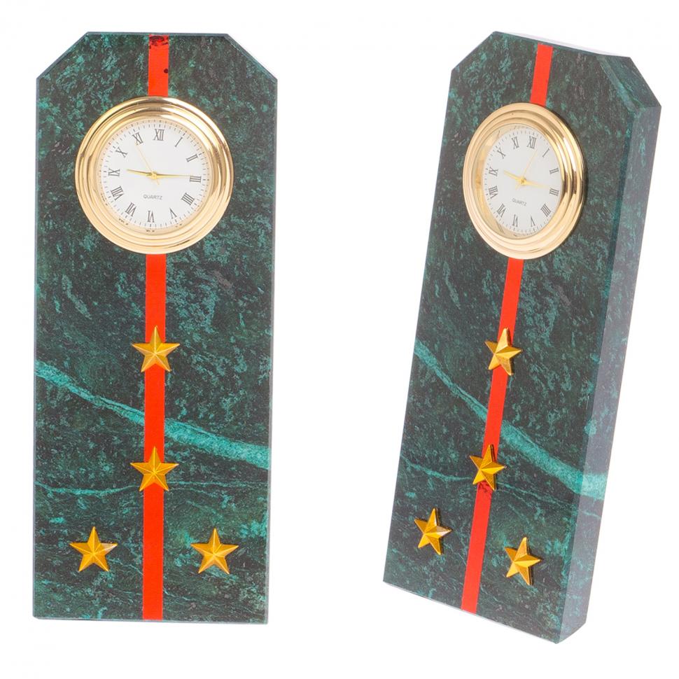 Подарочные часы "Погон капитан ВС" камень змеевик фото 1 — 
