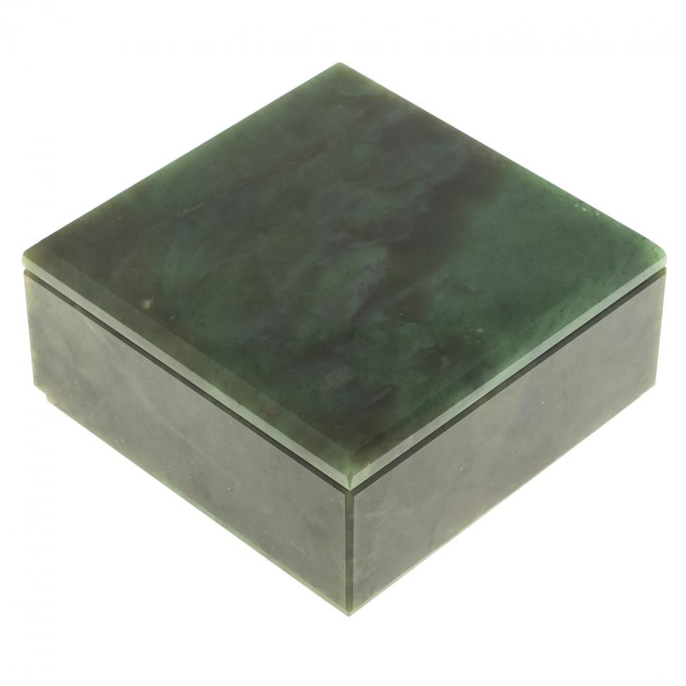 Шкатулка из камня нефрит квадратная 9,5х9,5х5 см фото 1 — 