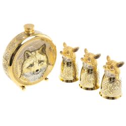 Подарочный набор &quot;Лиса&quot; фляжка и 3 стопки перевертыша Златоуст — 