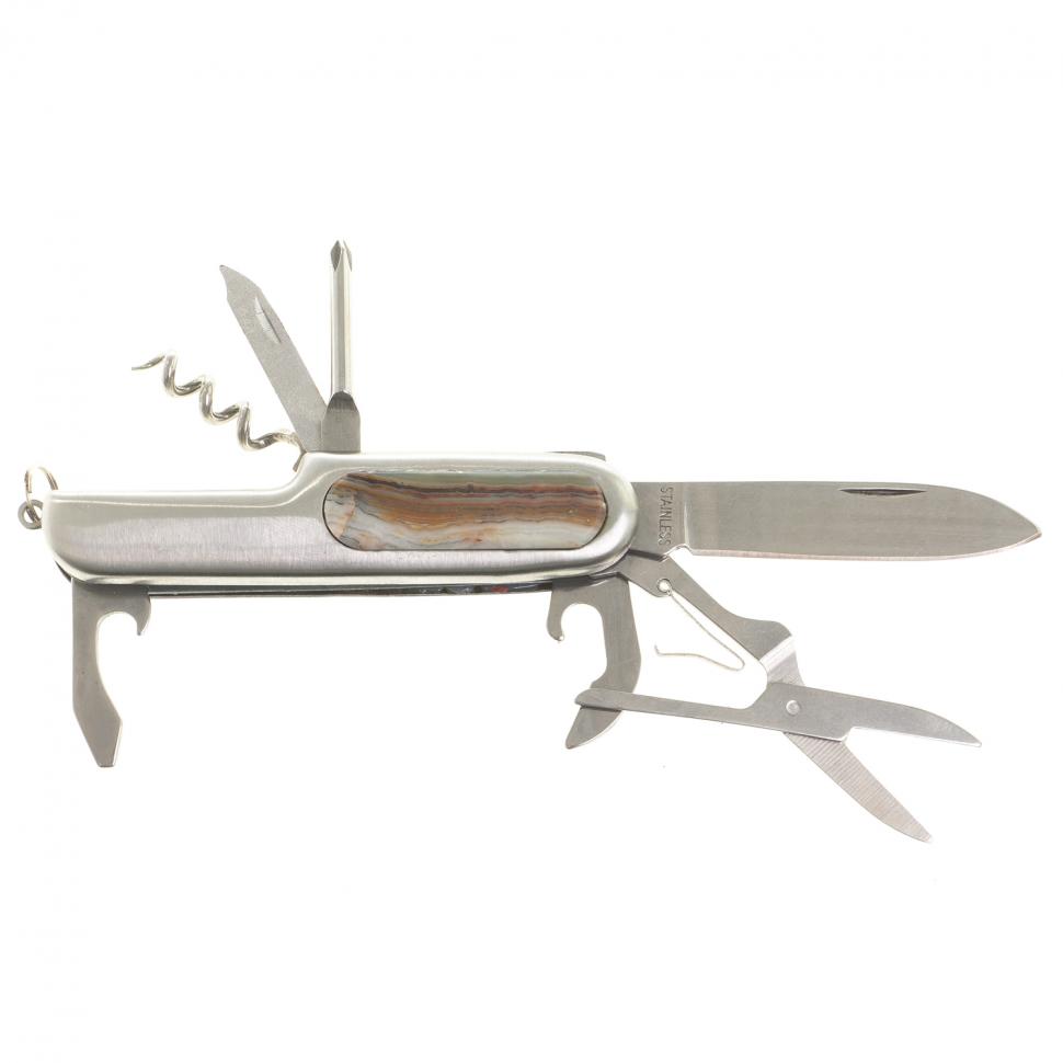 Нож мультитул складной 7 в 1 с камнем шайтанский переливт фото 1 — 