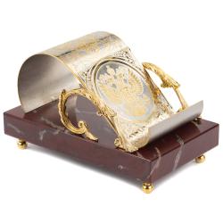 Настольная подставка для смартфона &quot;Герб России&quot; камень яшма Златоуст — 