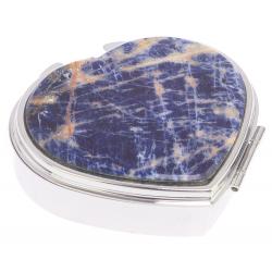 Таблетница &quot;Сердце&quot; на 3 отделения камень содалит цвет серебро — 