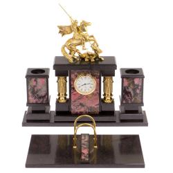 Настольный набор &quot;Георгий Победоносец&quot; камень родонит — 